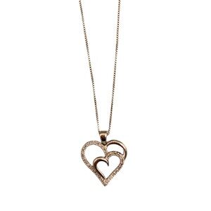 Silver Double Heart Pendant Necklace